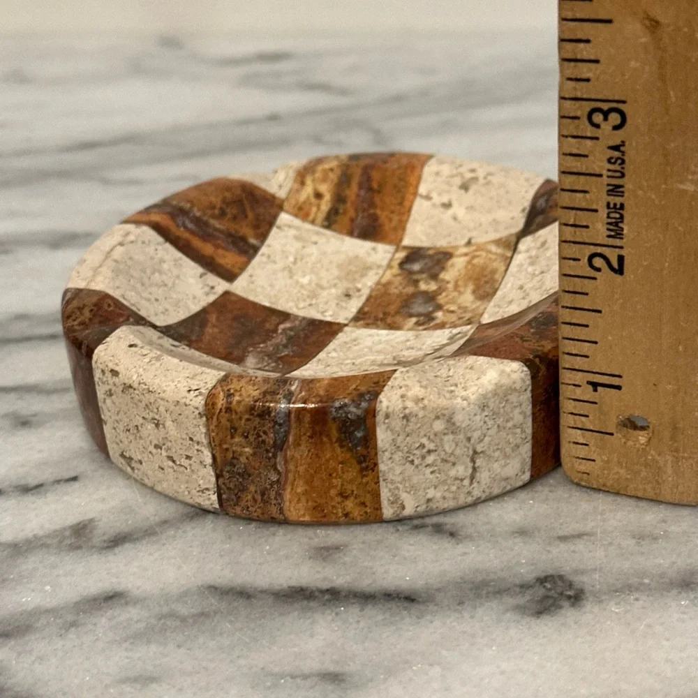 Rare Checkered Stone/ marble ash tray